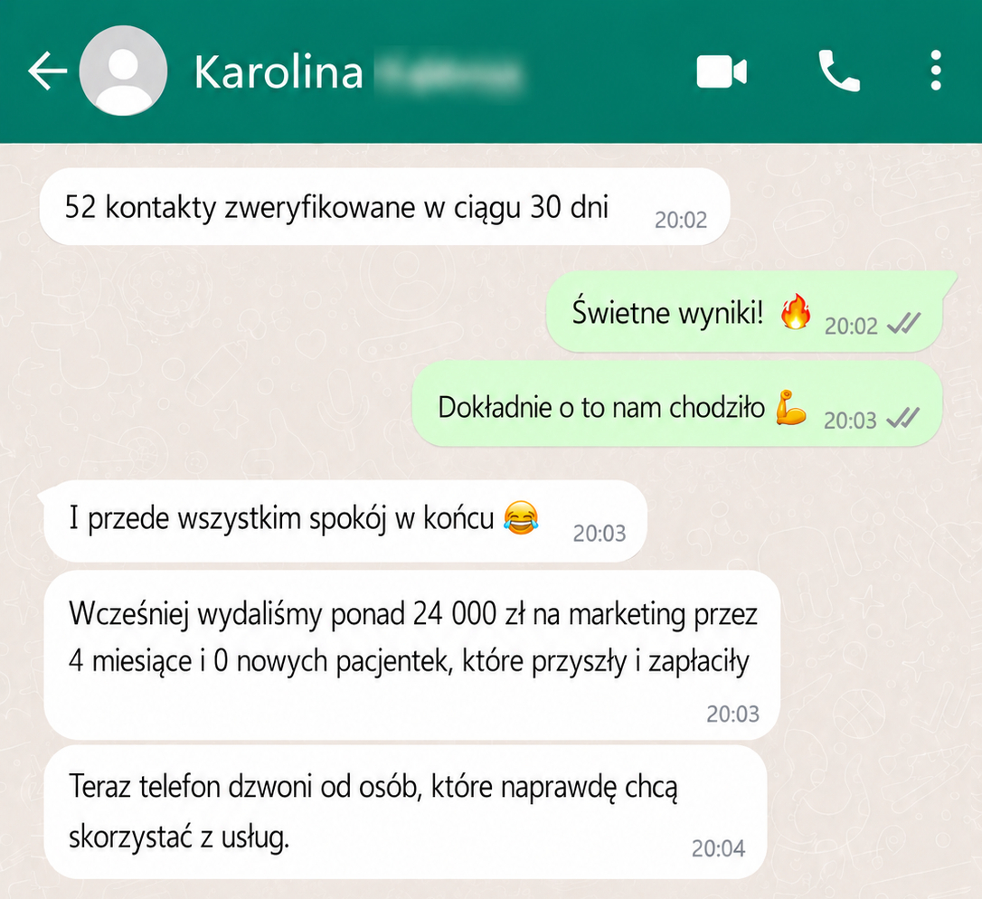 Screenshot — rozmowa z pacjentką